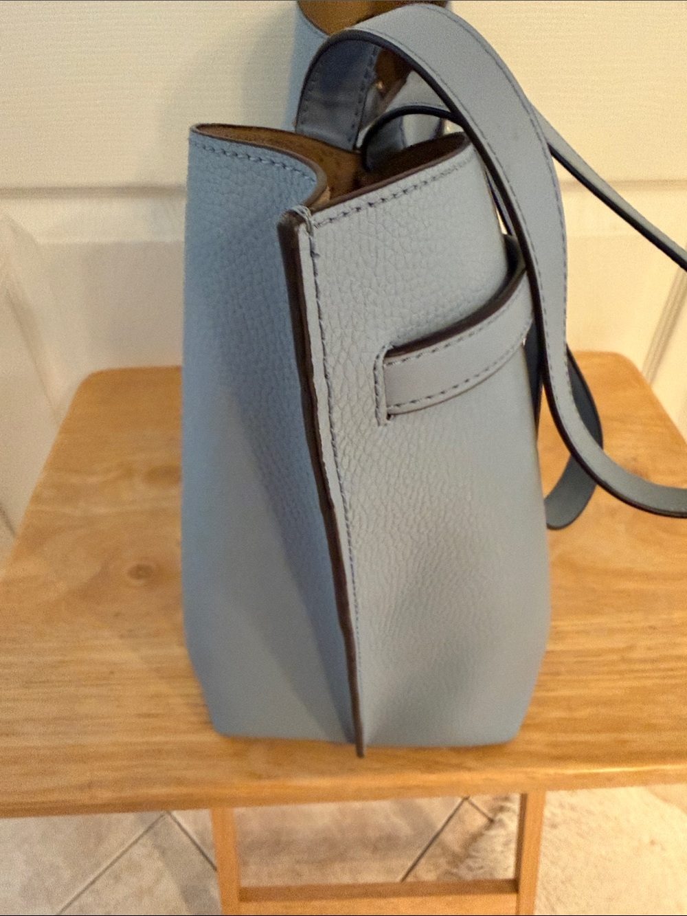 Michael Kors Periwinkle Blue Pebbled Leather Tote with Belt Detail - Picture 7 of 15